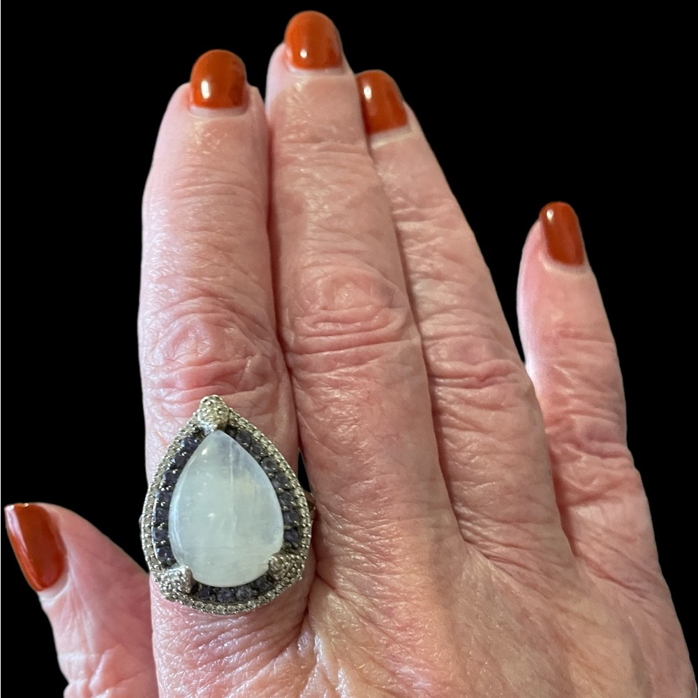 Victoria Wieck 925 Moonstone and multi stone ring SZ8